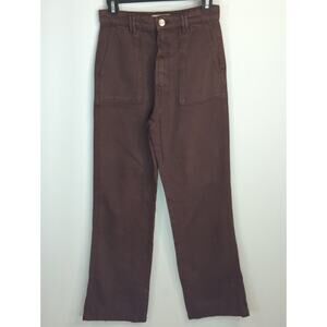 Zara Brown Pants Women's XS High Waisted Straight Leg Casual Neutral Minimalist